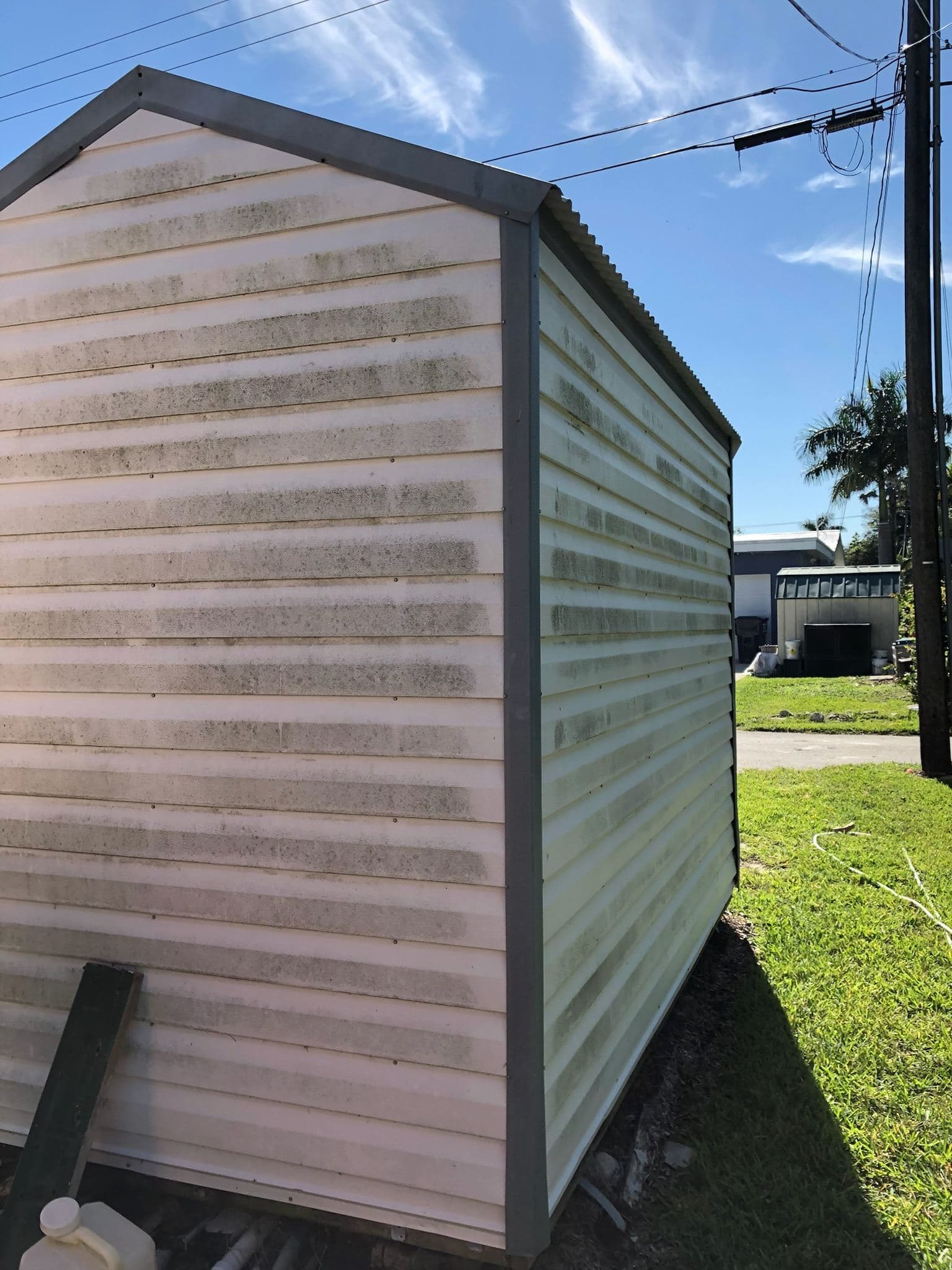 Shed exterior after washing — Finesse Cleaning, South Florida