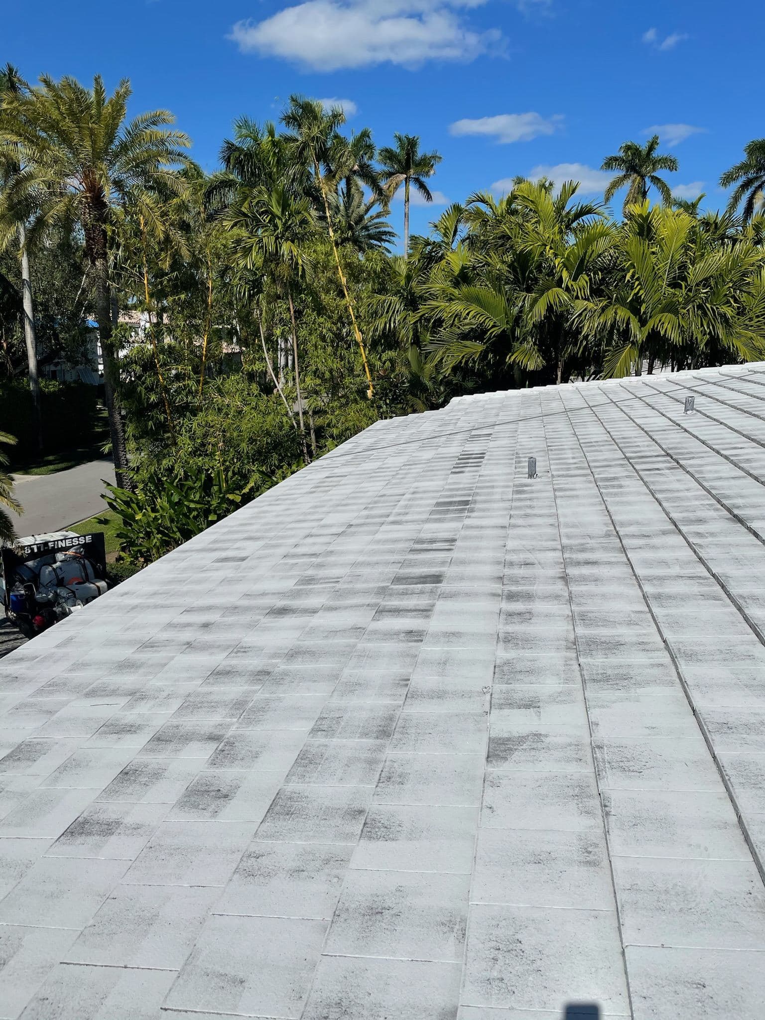 Flat roof after soft washing — Finesse Cleaning, South Florida