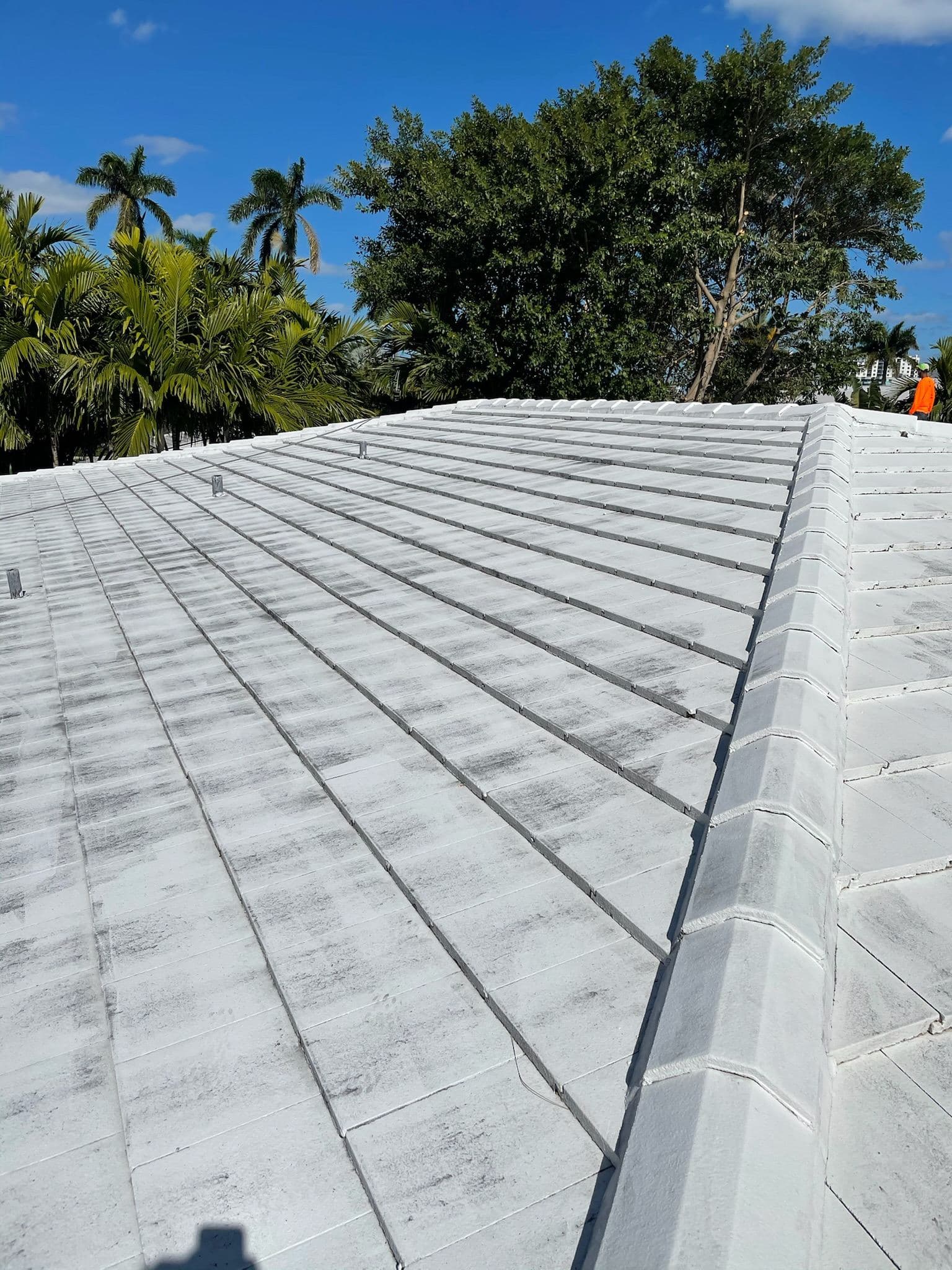 Flat roof after soft washing — Finesse Cleaning, South Florida